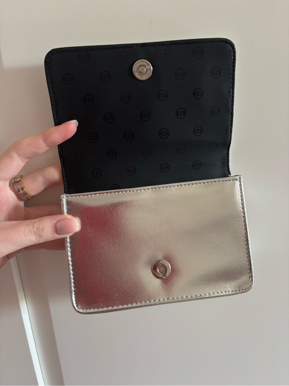 Dior Metallic Silver Wallet/Clutch with Pink Logo - Picture 3 of 3